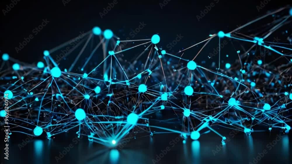 Abstract digital network connection blue background 3D rendering Abstract digital network connection blue background 3D rendering