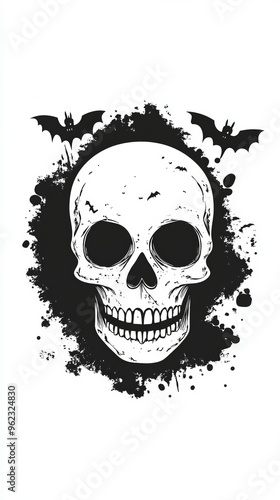 Hand drawn halloween skull silhouette