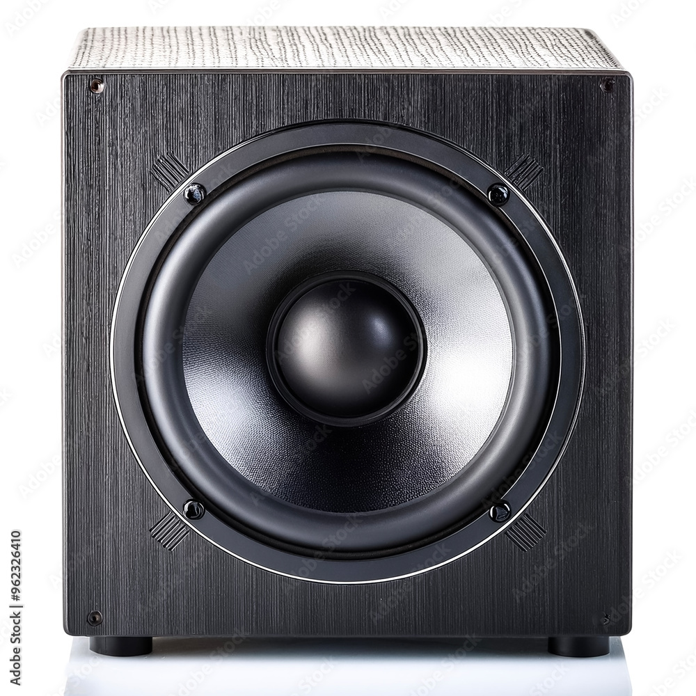 A new black bookshelf speaker isolated on white background A new black bookshelf speaker isolated on white background