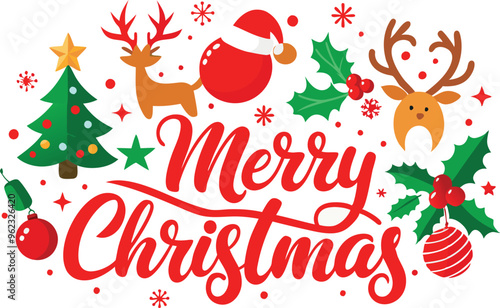 Merry Christmas typography sublimation t shirt design and clipart .