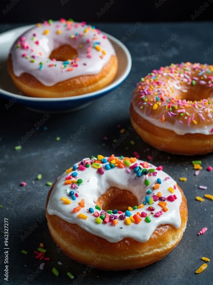 Dish of donuts or pompushki with sour cream, with space for text or design. Dish of donuts or pompushki with sour cream, with space for text or design.