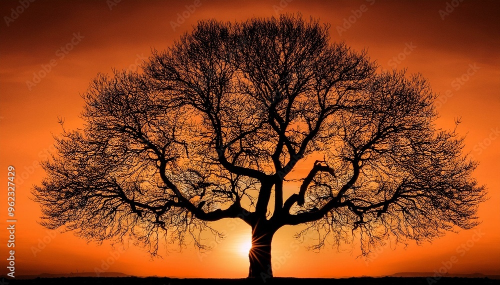 Stark image of a black tree silhouette set against a bold orange background, emphasizing contrast and form. Stark image of a black tree silhouette set against a bold orange background, emphasizing contrast and form.