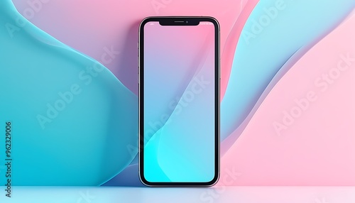 The modern and minimalist mobile phone interface with a soft blue and pink gradient background makes the interface simple and easy to use. photo