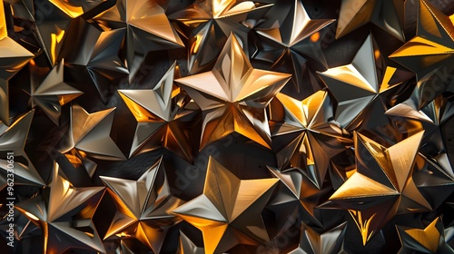 many metallic geometric stars photo