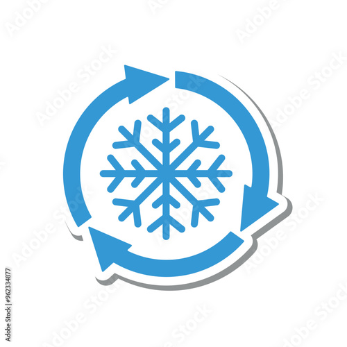 Freezer control icon. snowflake with rotation arrows sign. Automatic cooling and defrost symbol