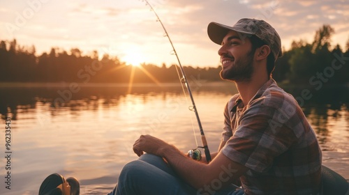 Wallpaper Mural Relaxed Fisherman at Sunset Torontodigital.ca