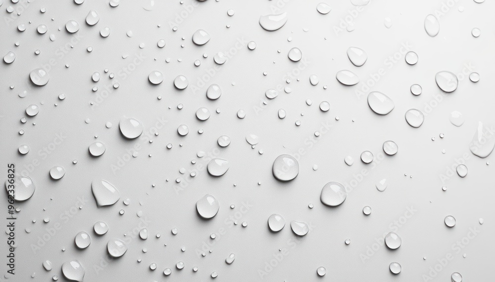 Water Droplets Scattered on a Smooth White Surface