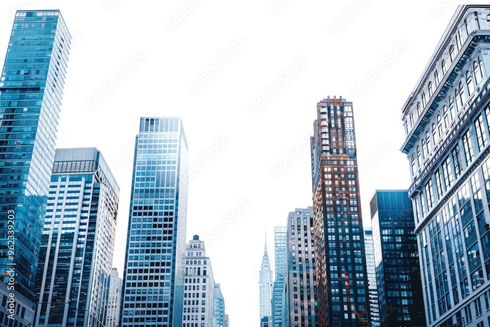 Obraz premium Urban architecture scene with high-rise buildings and streetscape