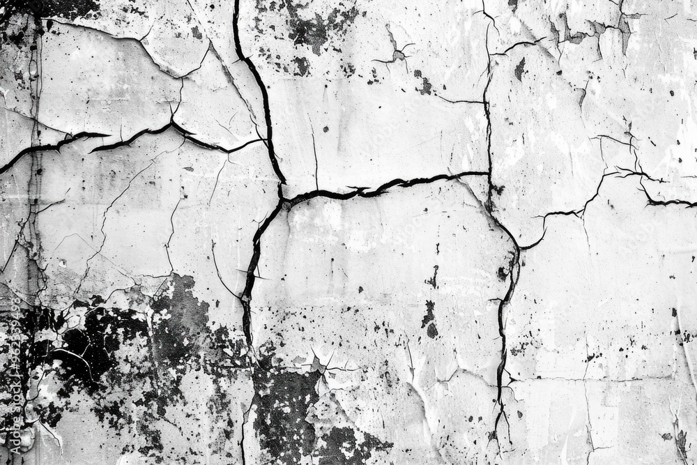 Obraz premium A worn-out concrete wall with cracks