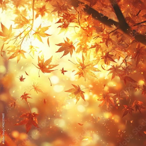 Abstract Autumn Leaves Background in Warm Tones