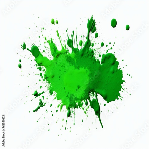 green ink splatter, dotted, isolated in white background and copy space