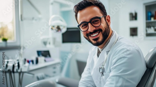 Friendly Dentist in Modern Clinic