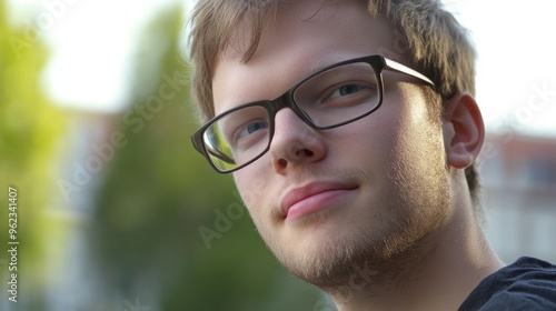 Thoughtful Young Man with Glasses