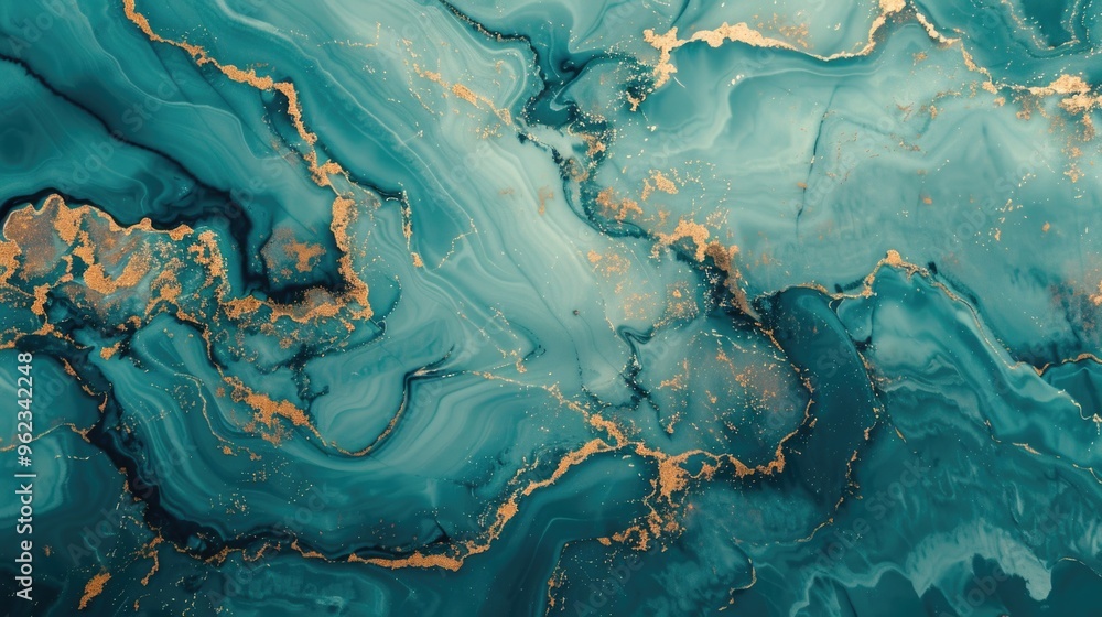 A detailed view of a blue and gold marble, suitable for use in design or as a decorative image A detailed view of a blue and gold marble, suitable for use in design or as a decorative image
