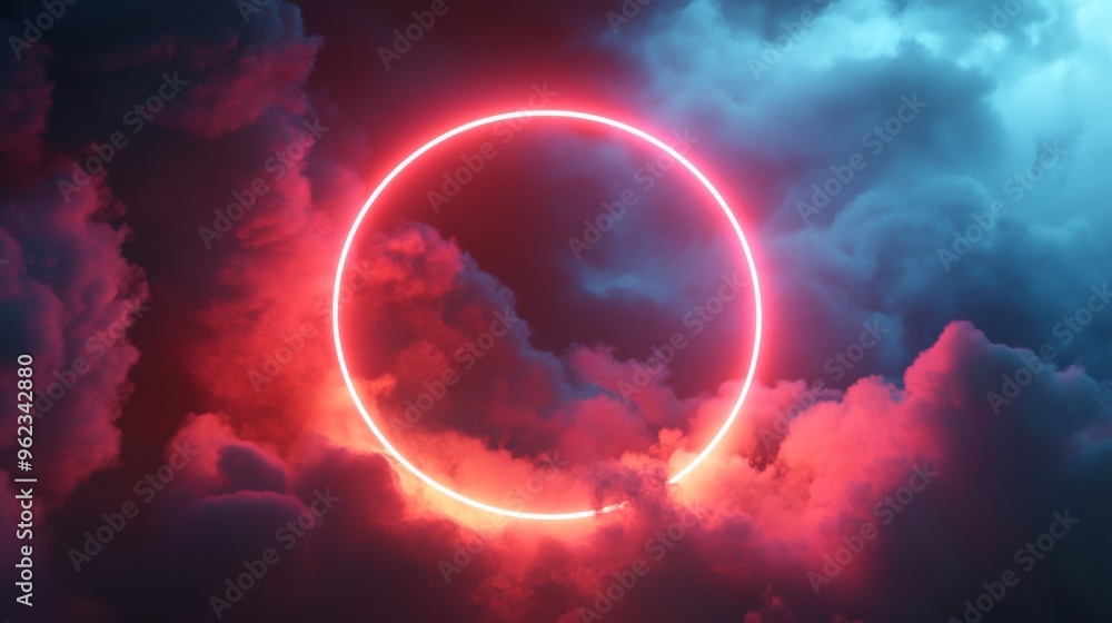 Neon Circle in Cloudy Sky Neon Circle in Cloudy Sky
