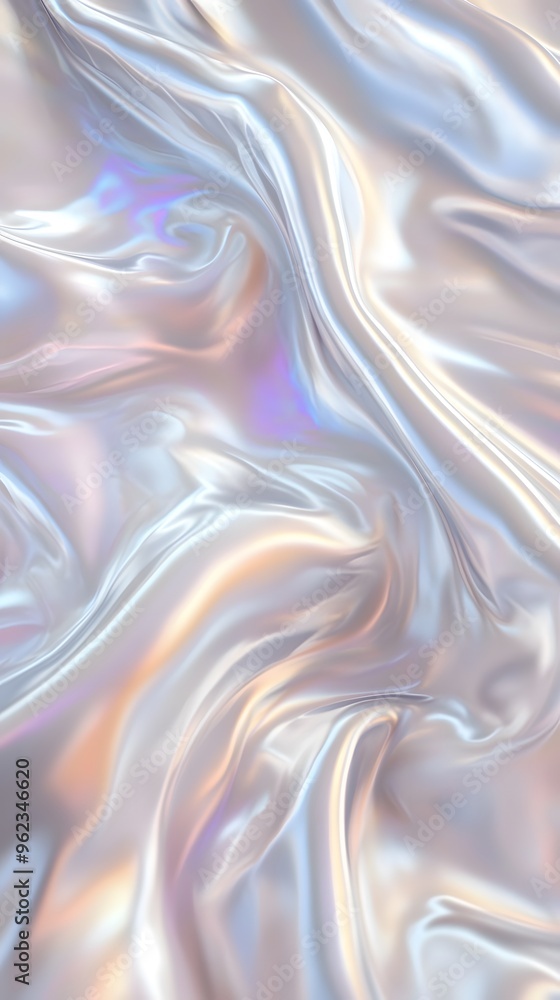 Obraz premium Iridescent satin background with wavy folds, creating an elegant and luxurious feel