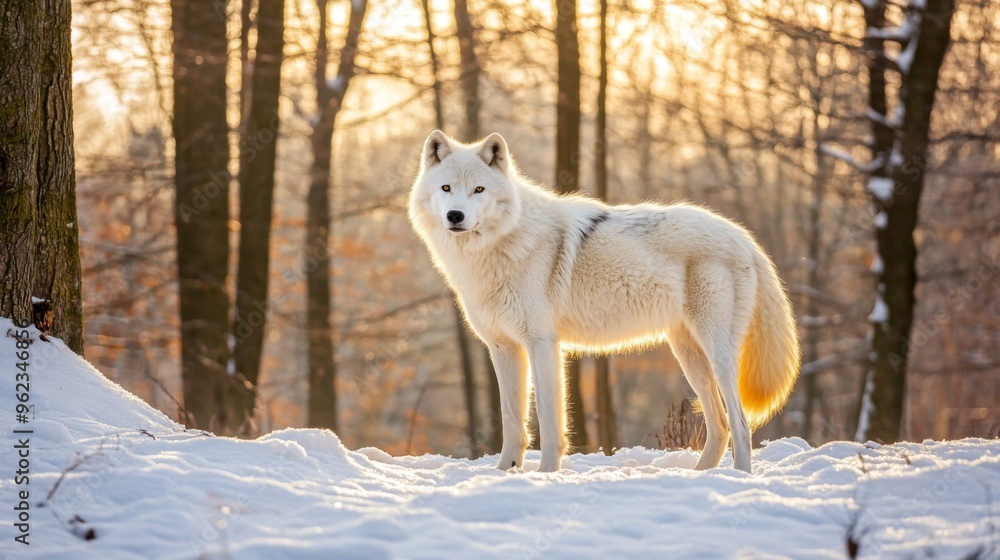Obraz premium Arctic Wolf in Winter Landscape