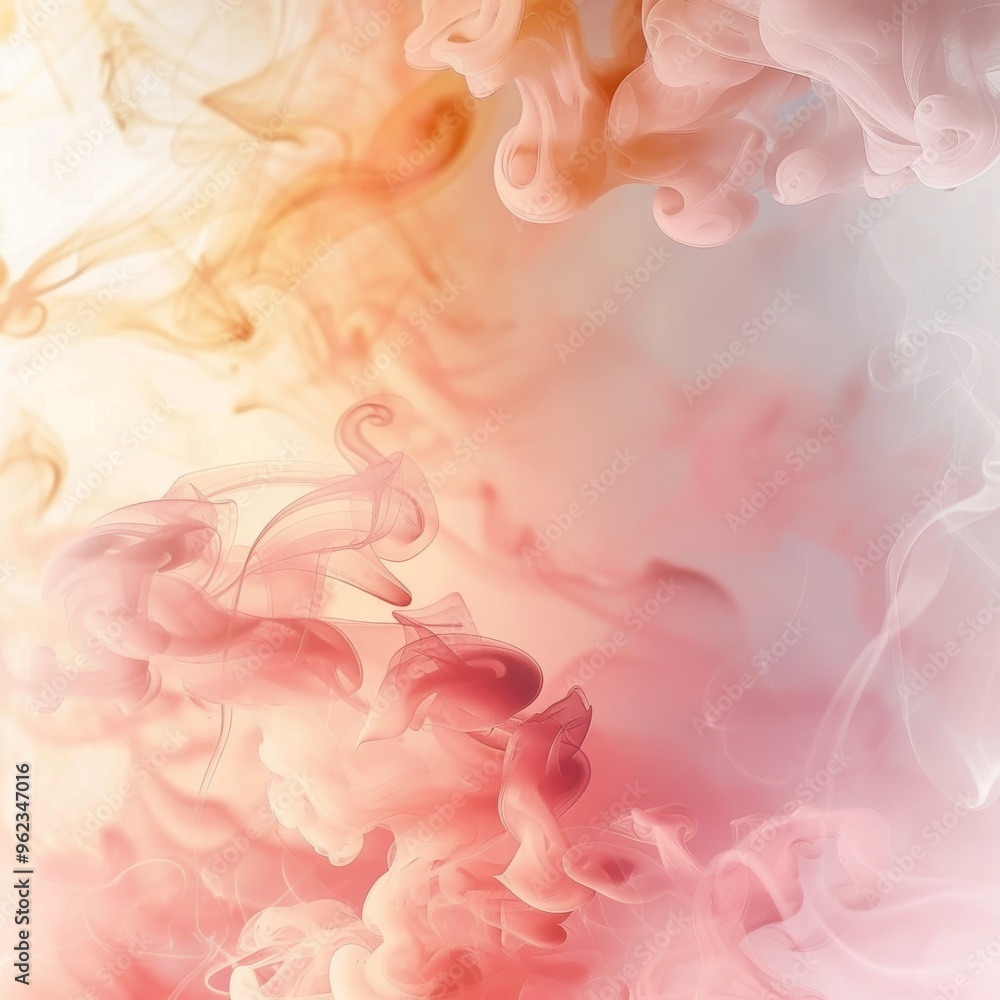 Soft and ethereal pastel smoke clouds swirl in a gradient of pink and peach tones, creating a calming abstract background. The delicate blend of colors and flowing shapes evokes a sense of serenity Soft and ethereal pastel smoke clouds swirl in a gradient of pink and peach tones, creating a calming abstract background. The delicate blend of colors and flowing shapes evokes a sense of serenity