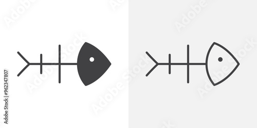 Fish bone icon flat and simple set design