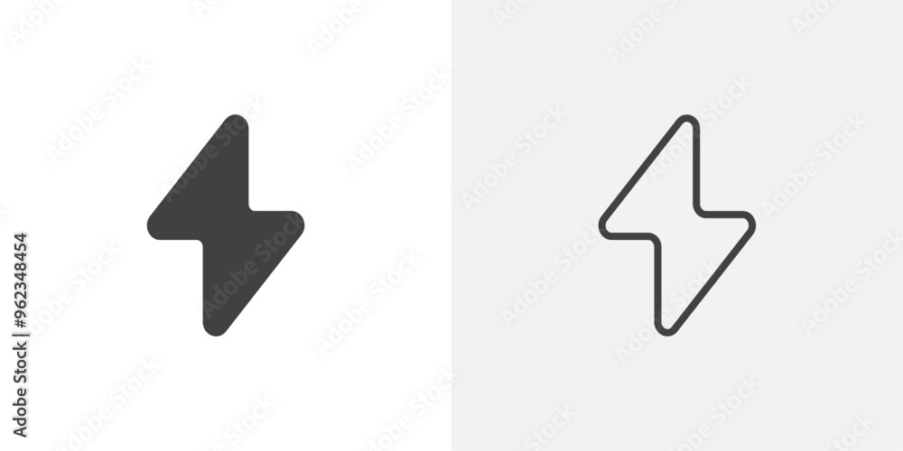 Lightening bolt icon flat and simple set design Lightening bolt icon flat and simple set design