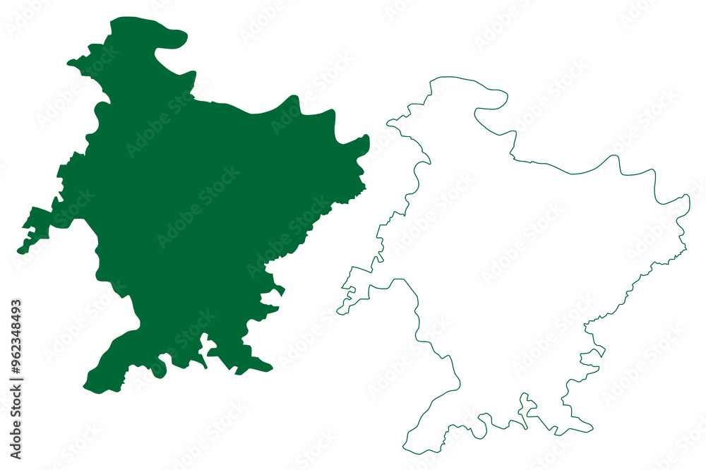 Banda district (Uttar Pradesh State, Republic of India) map vector illustration, scribble sketch Banda map Banda district (Uttar Pradesh State, Republic of India) map vector illustration, scribble sketch Banda map