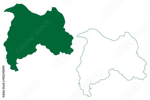 Bandipore district (Jammu and Kashmir union territory, Republic of India) map vector illustration, scribble sketch Bandipora or Bandipur map