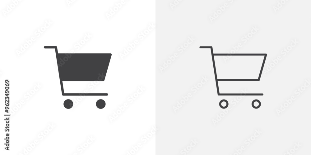 Shopping cart icon flat and simple set design Shopping cart icon flat and simple set design