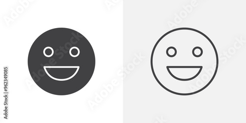 Smile icon flat and simple set design