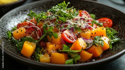 Appetizing Fresh Vegetable Salad with Cheese Displayed Clearly for Vibrant and Nutritious Meal Presentation - Generative AI