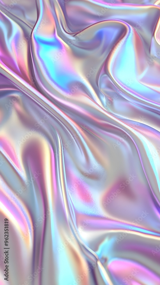 Iridescent satin background with wavy folds, creating an elegant and luxurious feel Iridescent satin background with wavy folds, creating an elegant and luxurious feel