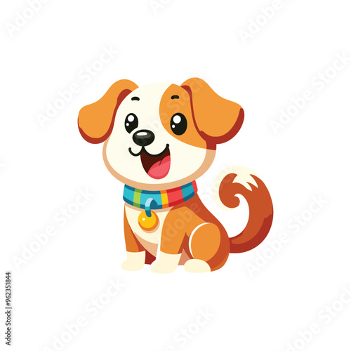 Cute cartoon dog vector Illustration isolated on a white background.