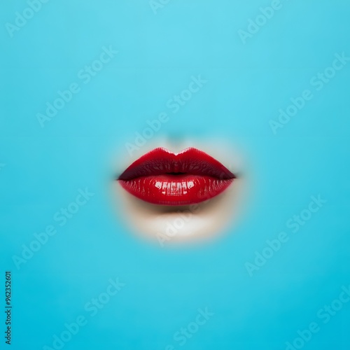 lips isolated on blue background