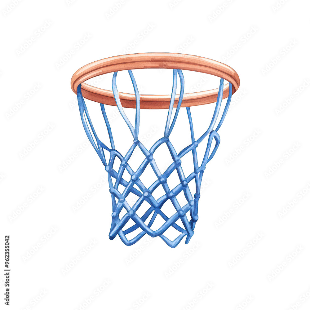 A vibrant basketball hoop illustration, perfect for sports-themed projects or educational materials about basketball. watercolor style A vibrant basketball hoop illustration, perfect for sports-themed projects or educational materials about basketball. watercolor style