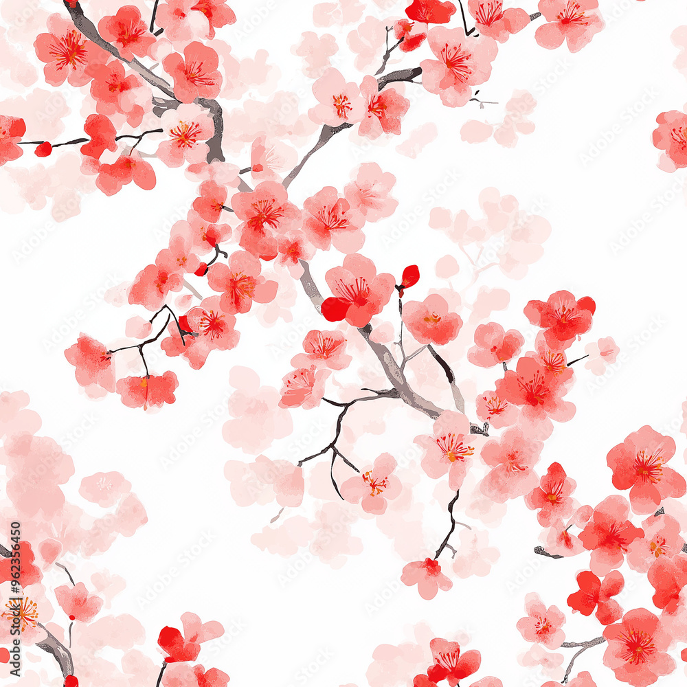 Seamless sakura - cherry blossom background, watercolor Seamless sakura - cherry blossom background, watercolor
