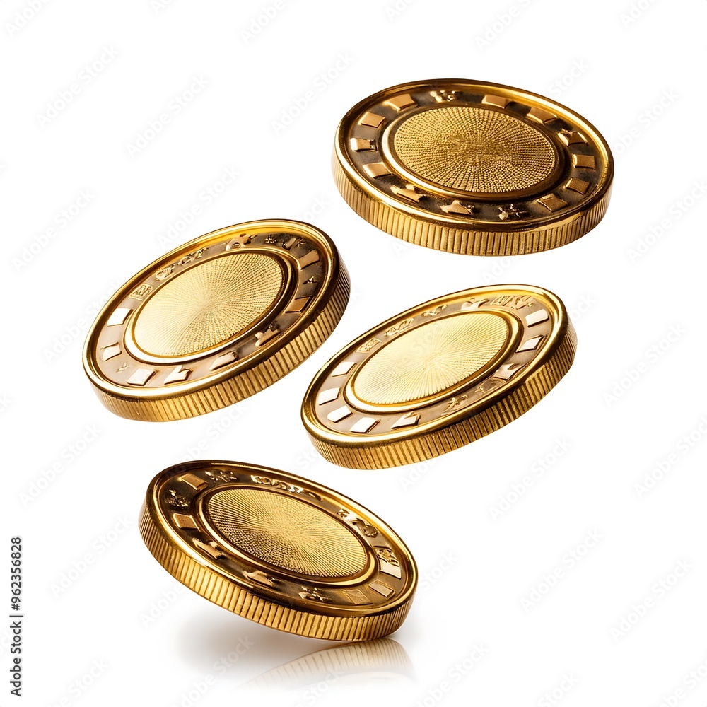 Golden casino chips falling, cut out Golden casino chips falling, cut out