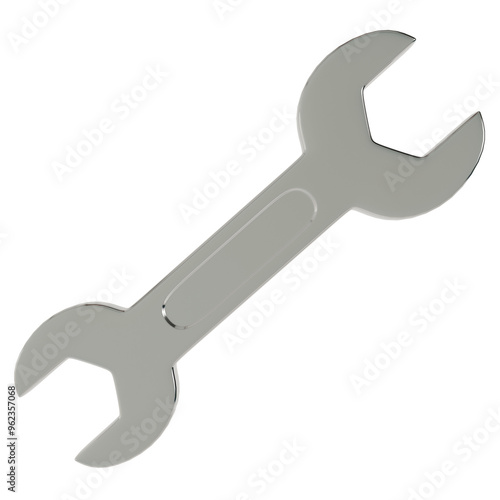 3d render metal wrench with transparent background