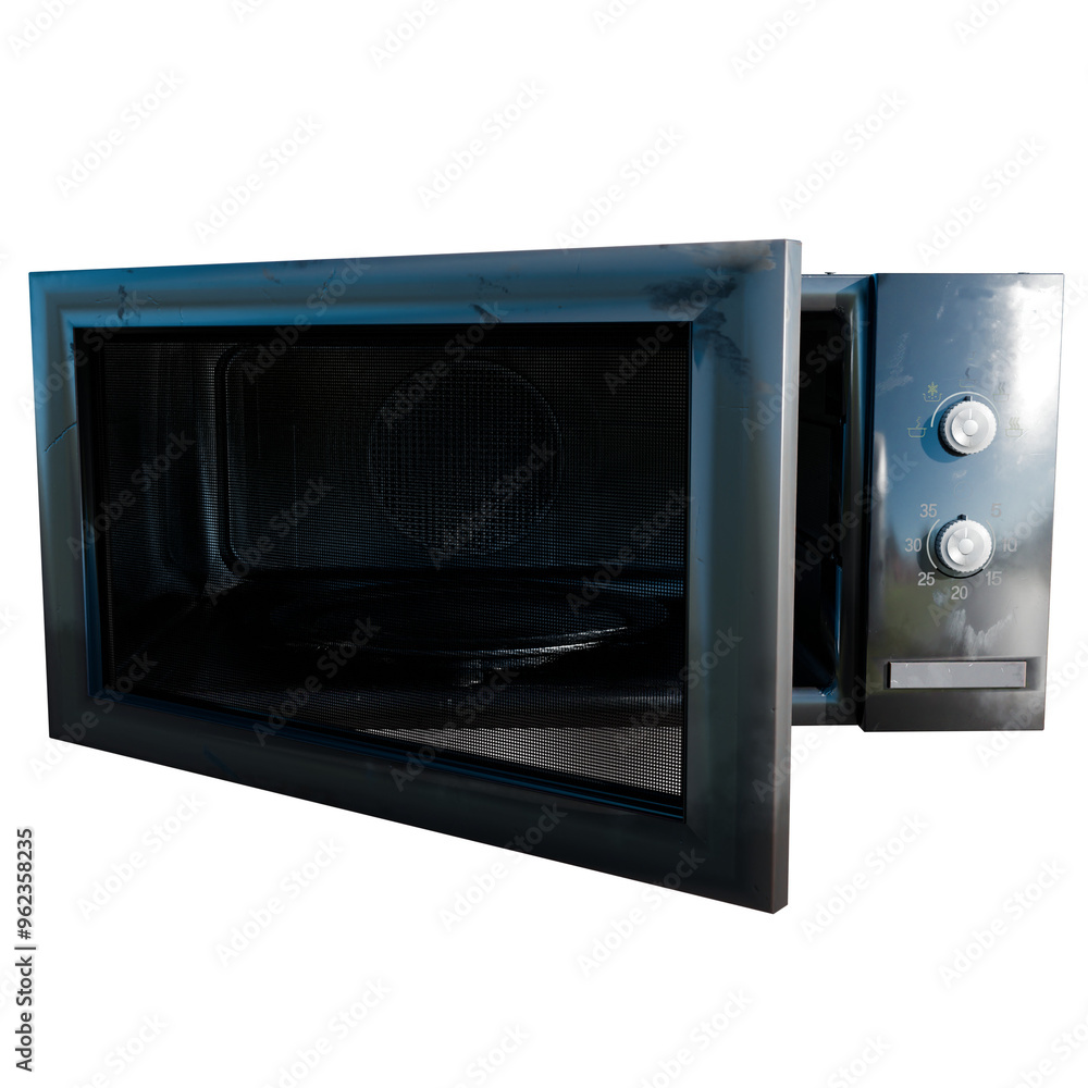 Obraz premium 3d render metal microwave with transparent background