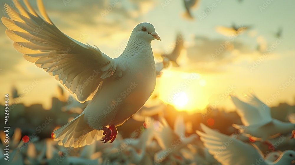 A Dove in Flight at Sunset A Dove in Flight at Sunset