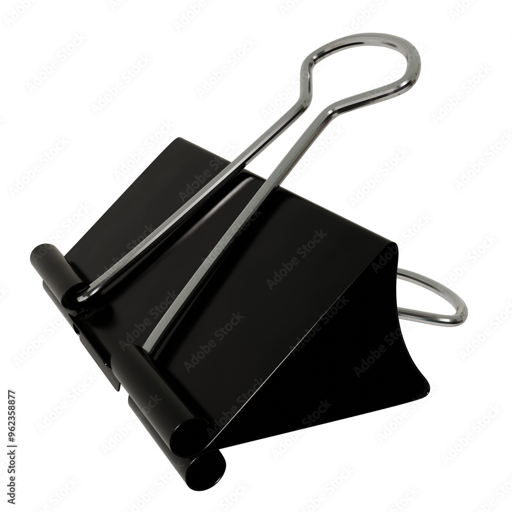 3d render Black Binder Clip with transparent background 3d render Black Binder Clip with transparent background