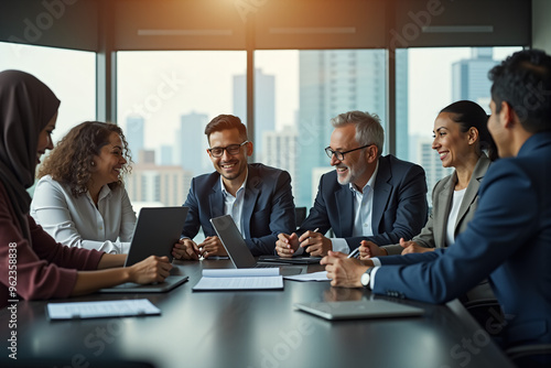 Diverse Business Team Collaborating Around Conference Table