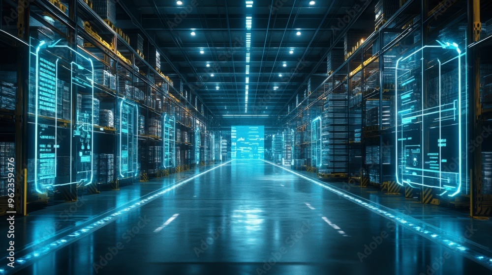 Futuristic Distribution Hub with Smart Logistics Operations Futuristic Distribution Hub with Smart Logistics Operations