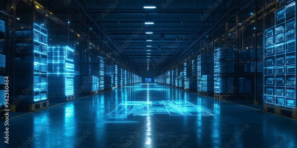 Futuristic Distribution Hub with Smart Logistics Operations Futuristic Distribution Hub with Smart Logistics Operations