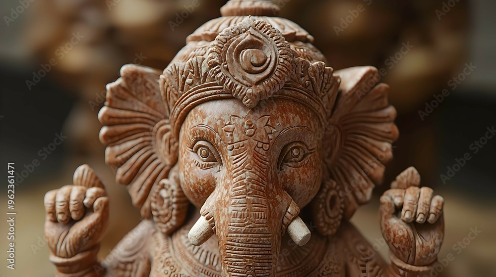 Closeup of Ganesha Statue with Intricate Details Closeup of Ganesha Statue with Intricate Details