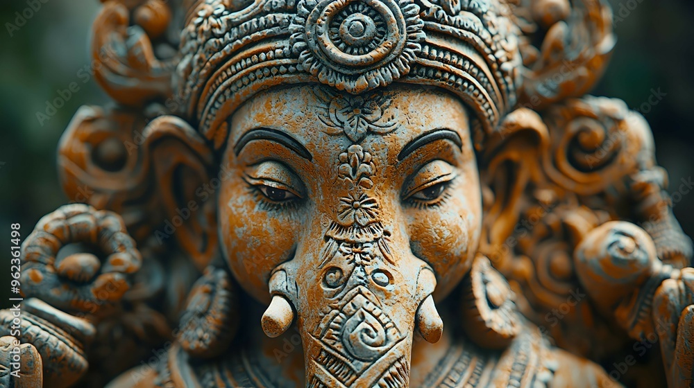 Closeup of Lord Ganesha Statue with Intricate Detail Closeup of Lord Ganesha Statue with Intricate Detail