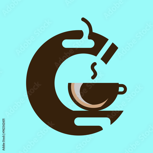 a brown and brown logo with a teapot in the middle.