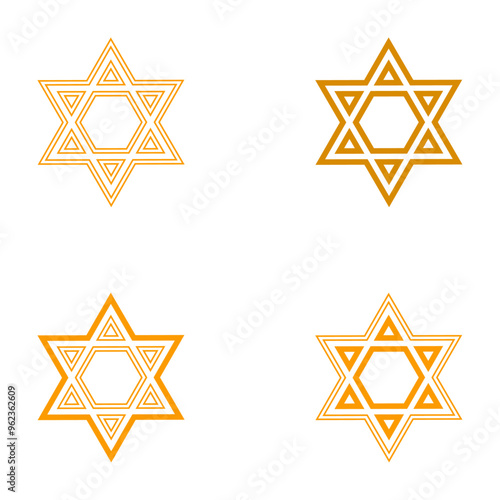 Star David icon on white background. Jewish Israeli religious symbol. Judaism, religion, hanukkah, six pointed star. Vector isolated on white background.