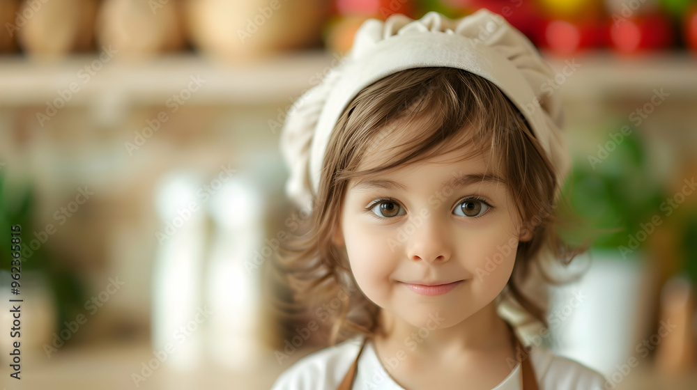 Little Kid Learning How Cook Home Wearing