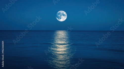 Glowing moonlight reflecting on calm ocean waves, tranquil and serene, night glowtime, peaceful and meditative