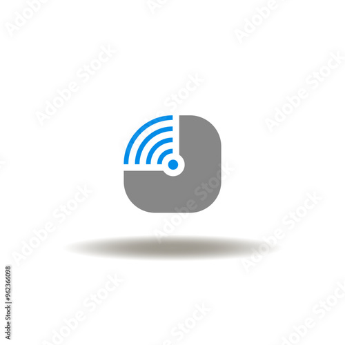 Vector illustration of wireless radio siganl and RFID tag. Symbol of RFID Radio Frequency IDentification Shopping Warehouse Commerce Technology.