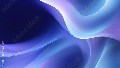 Abstract Digital Artwork with Flowing Shapes and Cool Color Palette
